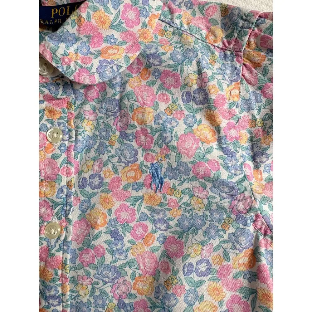 Polo Ralph Lauren Girls Floral Shirt Dress Cotton Long Sleeve Size 4